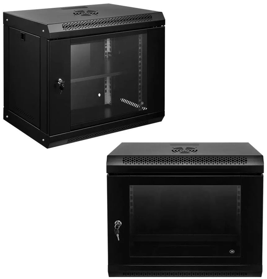12U Wall Mounted Network Server Rack Cabinet | 530W x 400D x 600H mm Lockable Glass Door