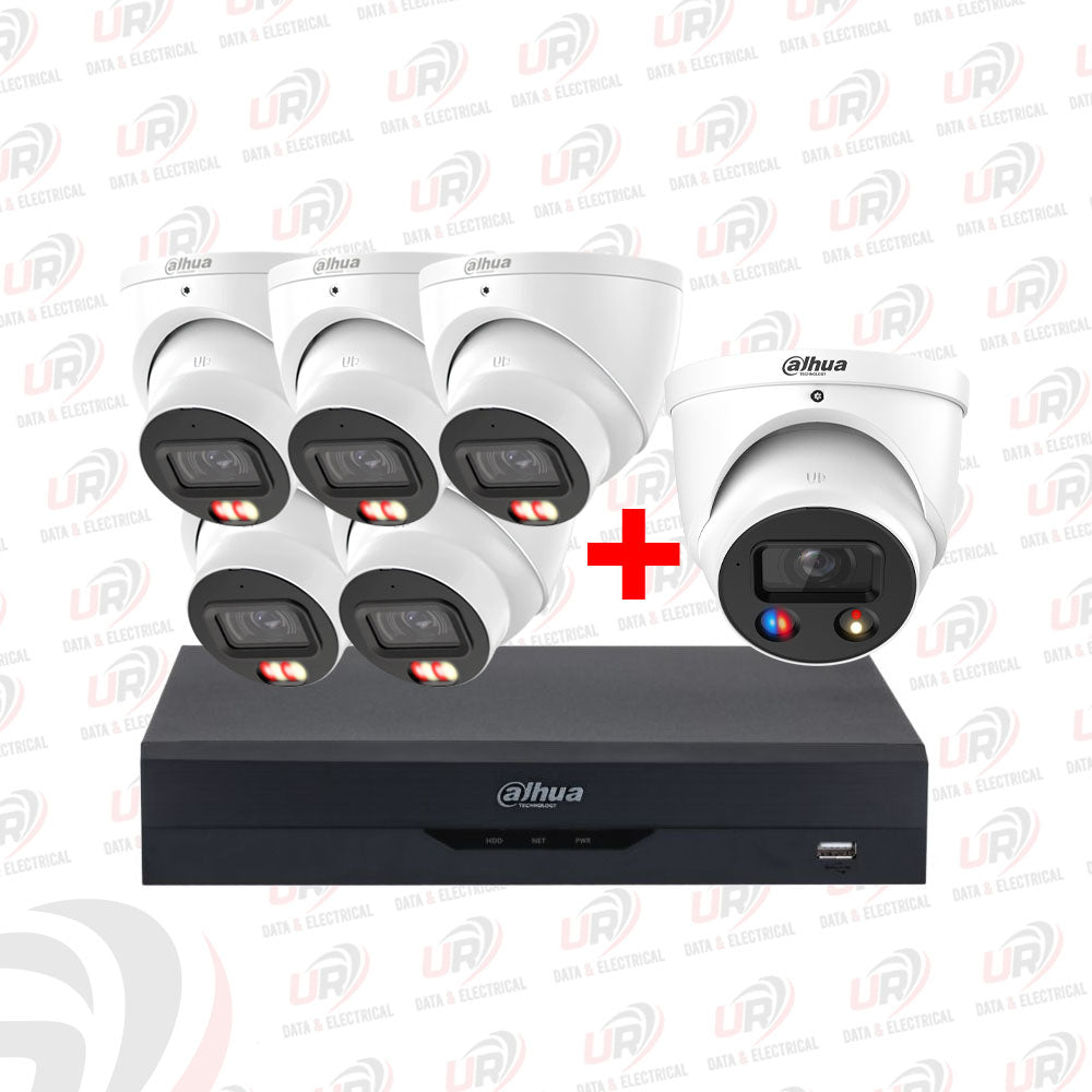 Dahua 6-Camera 4K CCTV Kit | 5x 6MP Dual Light Turret + 1x 8MP Active Deterrence + 8CH PoE NVR
