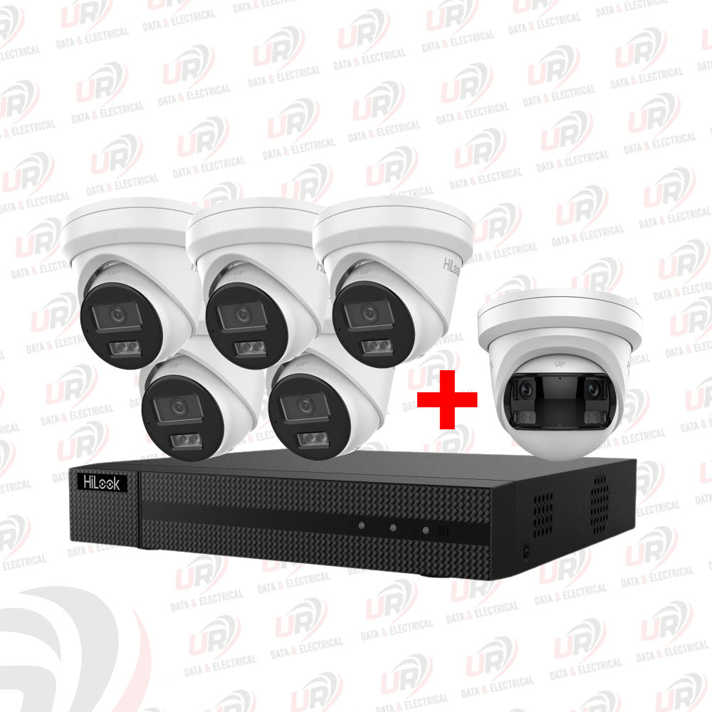 HiLook 6-Camera CCTV Kit – 5 × 6MP 361 AcuSense + 1 × 8MP 289 180° Panoramic Camera with 8-Channel NVR