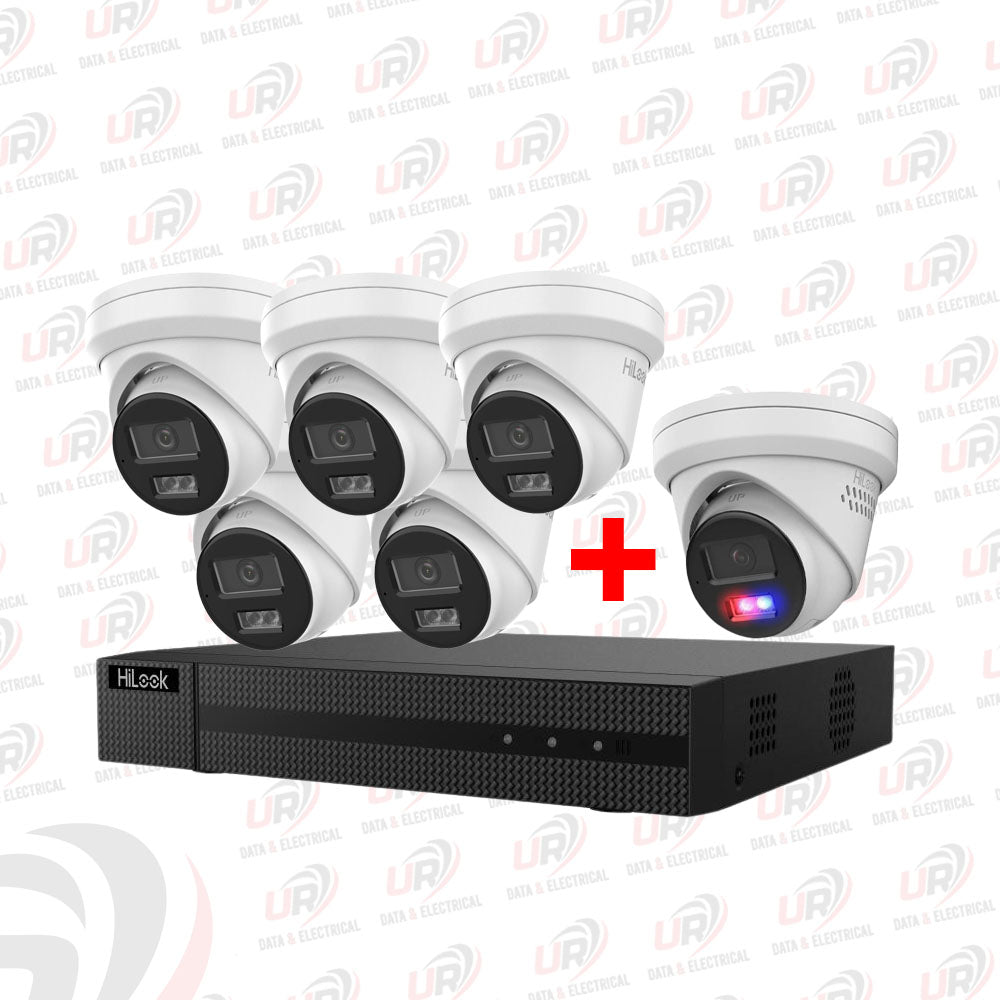 HiLook 6 Camera 8MP 4K CCTV Kit – 5× IPC-T381H-MU + 1× IPC-T289-MU/SL + 8CH PoE NVR