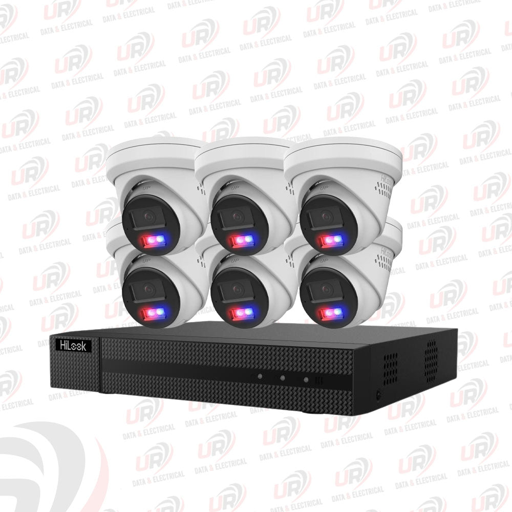 HiLook 6 Camera 8MP 4K CCTV Kit – 6× 289 Colour Deterrence Cameras + 8CH PoE NVR