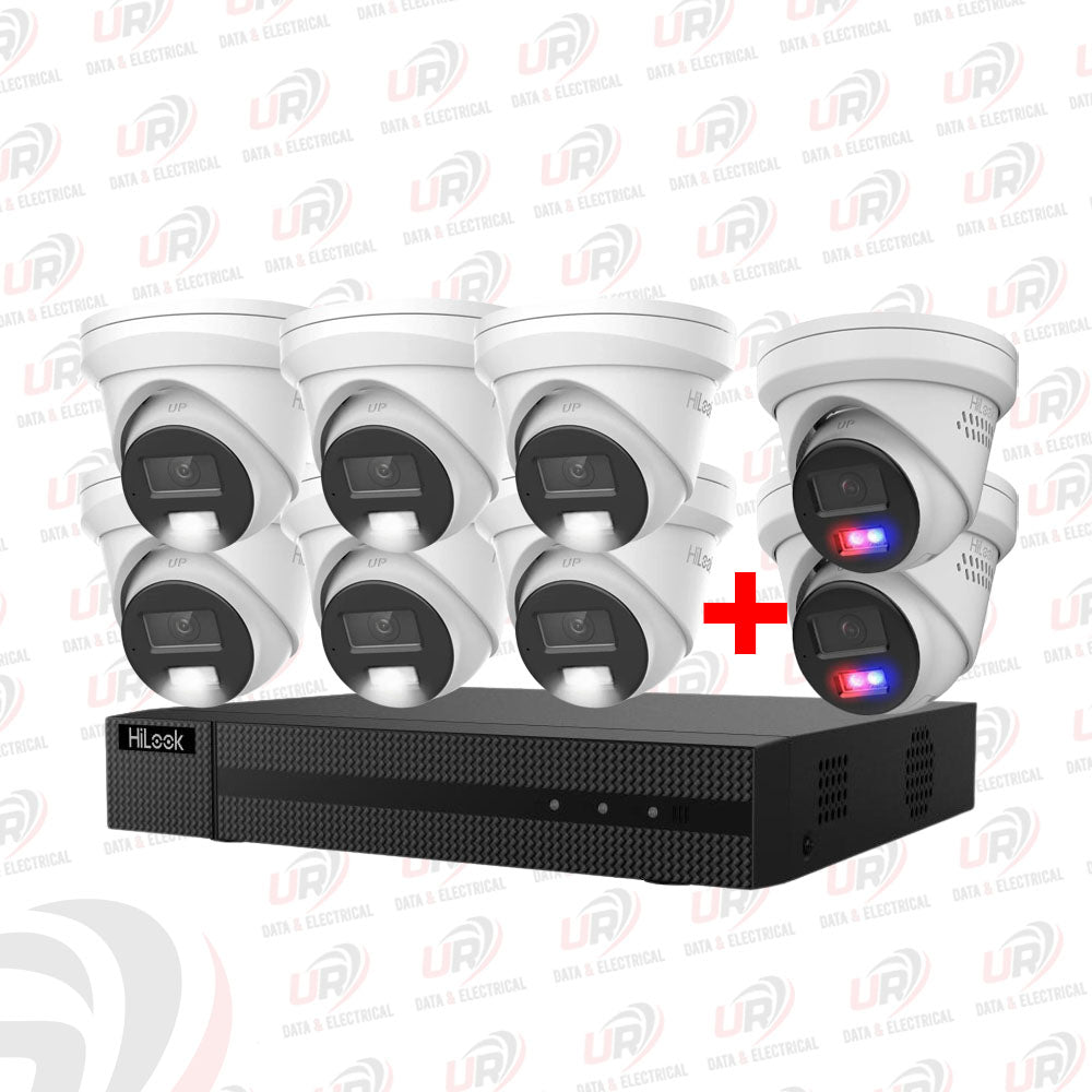 HiLook 8-Camera CCTV Security System – 6 × 6MP 361 AcuSense + 2 × 8MP 289 Active Deterrence Cameras with 8-Channel NVR