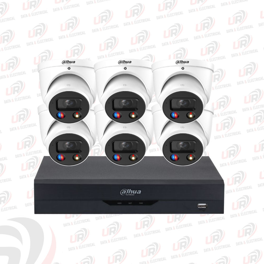 Dahua 6-Camera 6MP 3649 TiOC CCTV Kit | 6 × WizSense Active Deterrence + 8CH PoE NVR