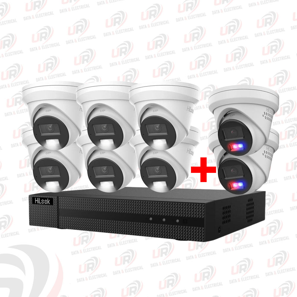 HiLook 8-Camera 8MP 4K CCTV Security System – 6 × IPC-T383H-MU + 2 × IPC-T289-MU/SL with 8-Channel NVR