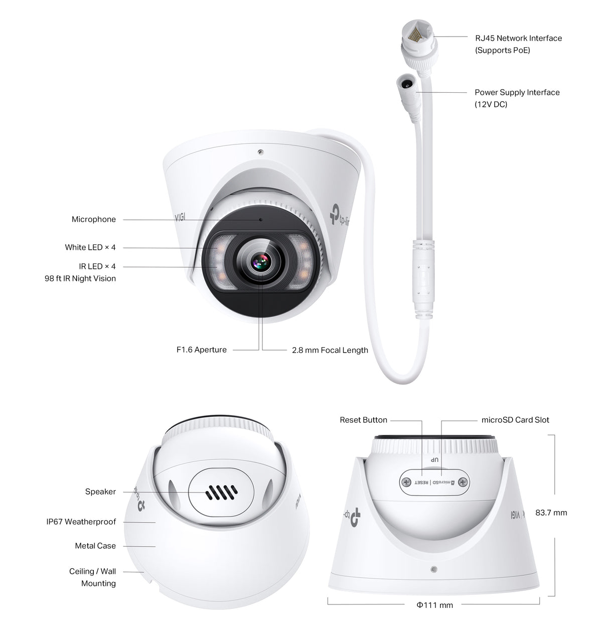 TP-Link VIGI S485 TiOC 8MP Full-Colour Turret IP Security Camera
