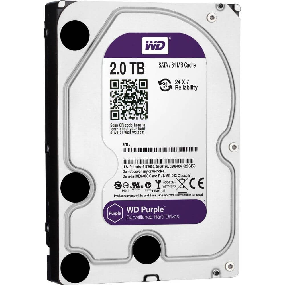 Western Digital Purple 2TB 3.5" SATA Surveillance Hard Drive for CCTV NVR DVR