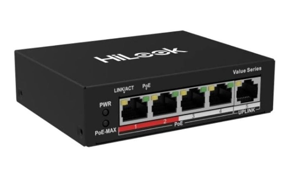 HiLook NS-0105P-35(B) 5-Port PoE Network Switch | 4 × PoE Ports | 35W Budget | Desktop