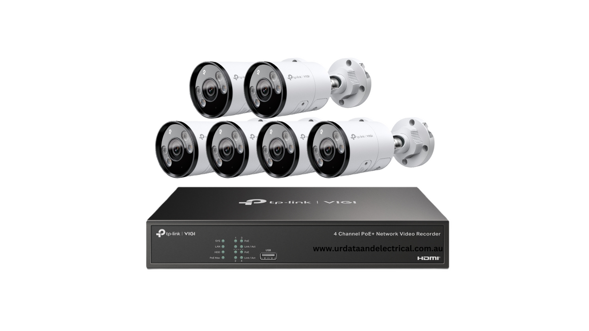 TP-Link VIGI 6 × 4MP C345 Full-Colour Bullet Camera Kit with 8CH PoE+ NVR