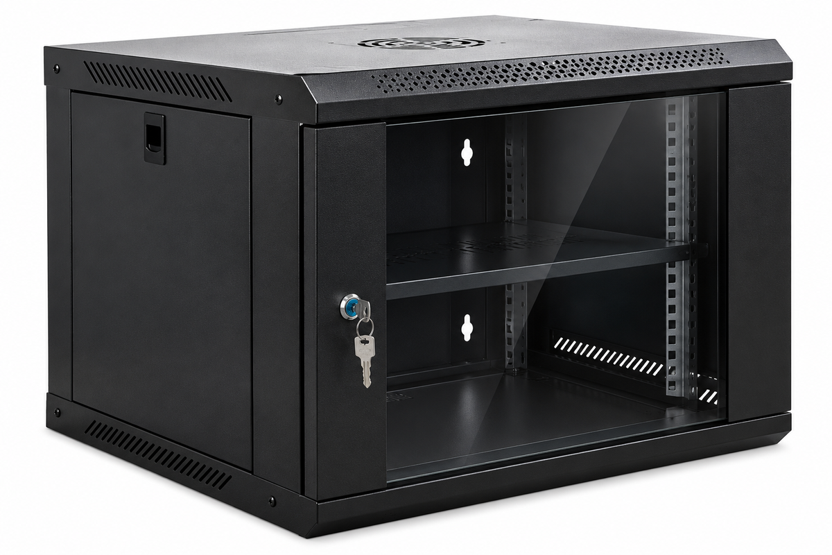 9U Wall Mounted Network Server Rack Cabinet | 530W x 400D x 450H mm Lockable Glass Door
