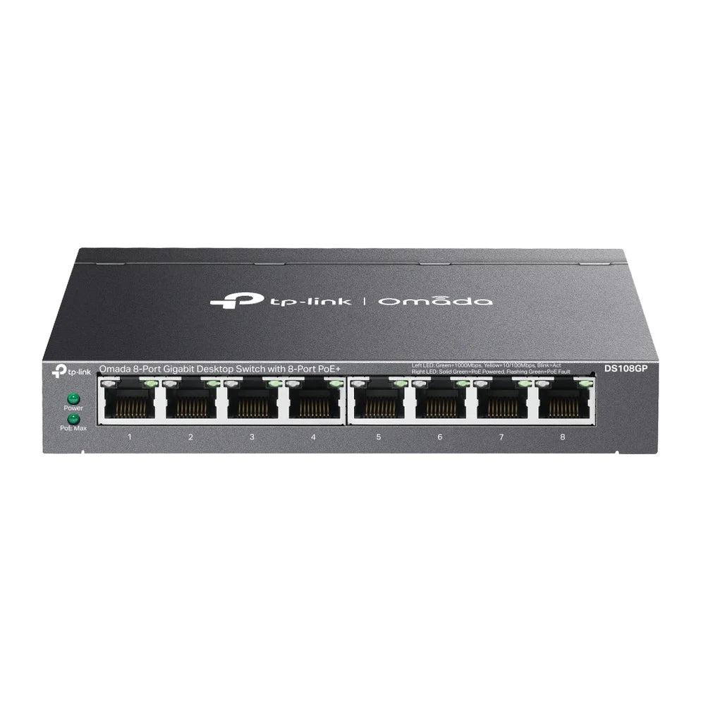 TP-Link Omada DS108GP 8-Port Gigabit PoE Switch | 8 × PoE Ports | Desktop