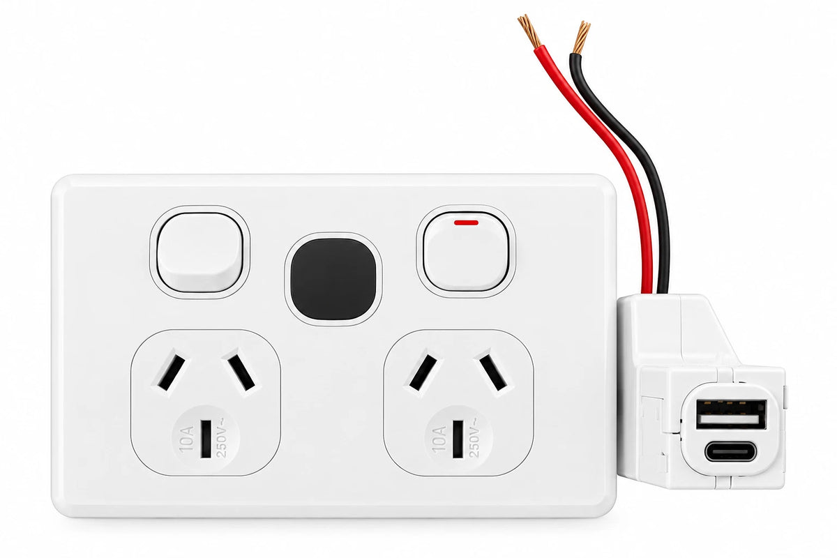 Double Power Point GPO 10A USB + Type-C Fast Charge 3A