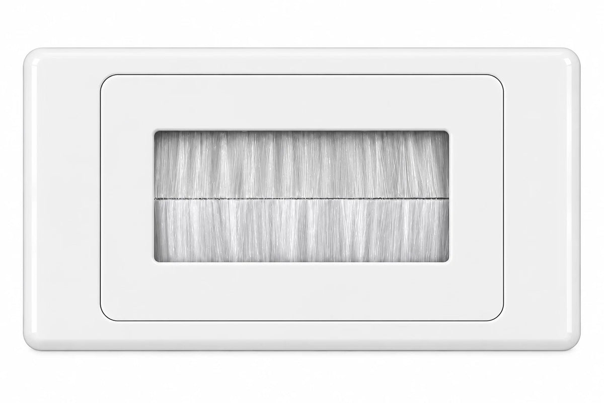 White Brush Wall Plate Cable Entry – TV, AV & Home Theatre