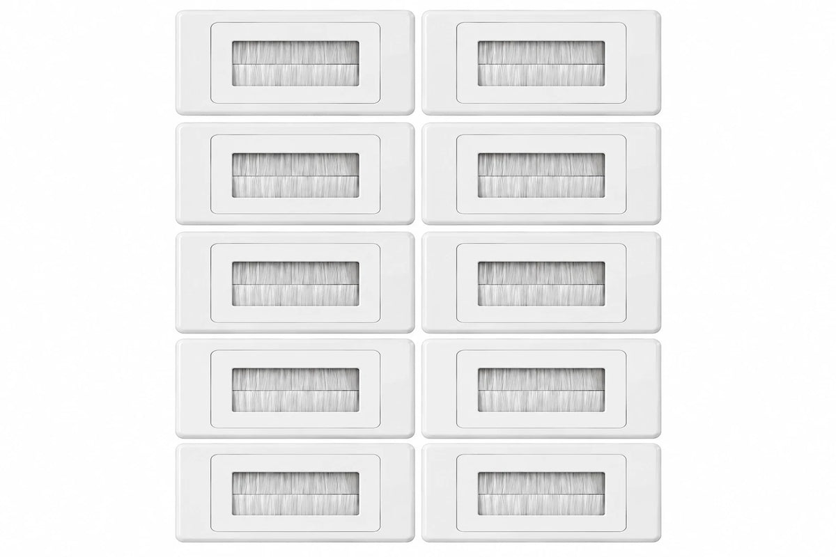 White Brush Wall Plate Cable Entry – TV, AV & Home Theatre