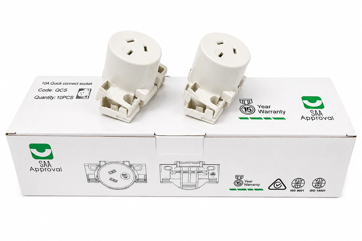 10 x Quick Connect Surface Socket Plug Base 10A 250V Electrical Outlet
