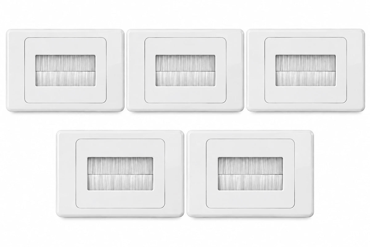White Brush Wall Plate Cable Entry – TV, AV & Home Theatre