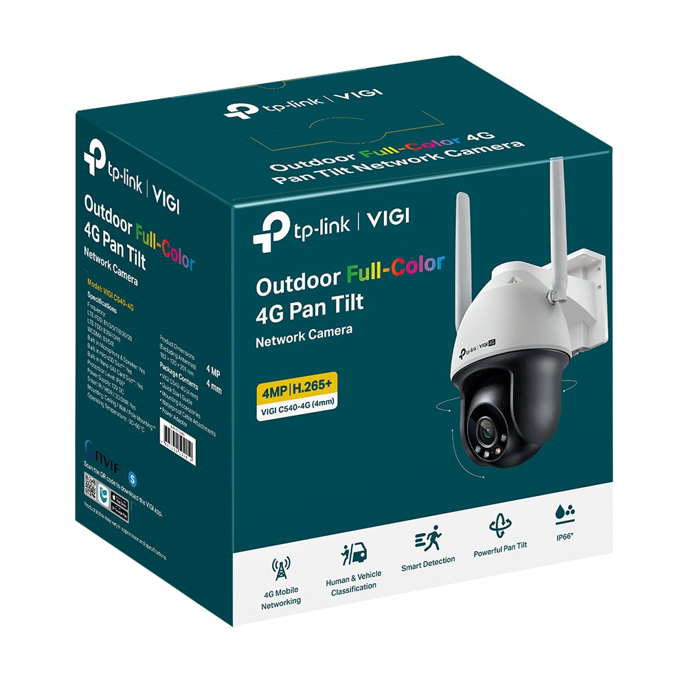 TP-Link VIGI C540-4G 4MP Outdoor Full-Colour 4G Pan-Tilt IP Security Camera