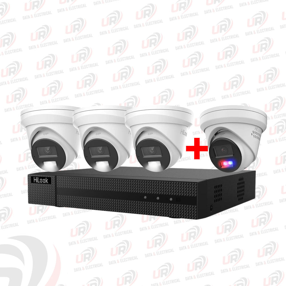 HiLook 4-Camera CCTV Kit | 3 × 6MP 361 AcuSense + 1 × 6MP 269 Colour Deterrence + 4CH PoE NVR