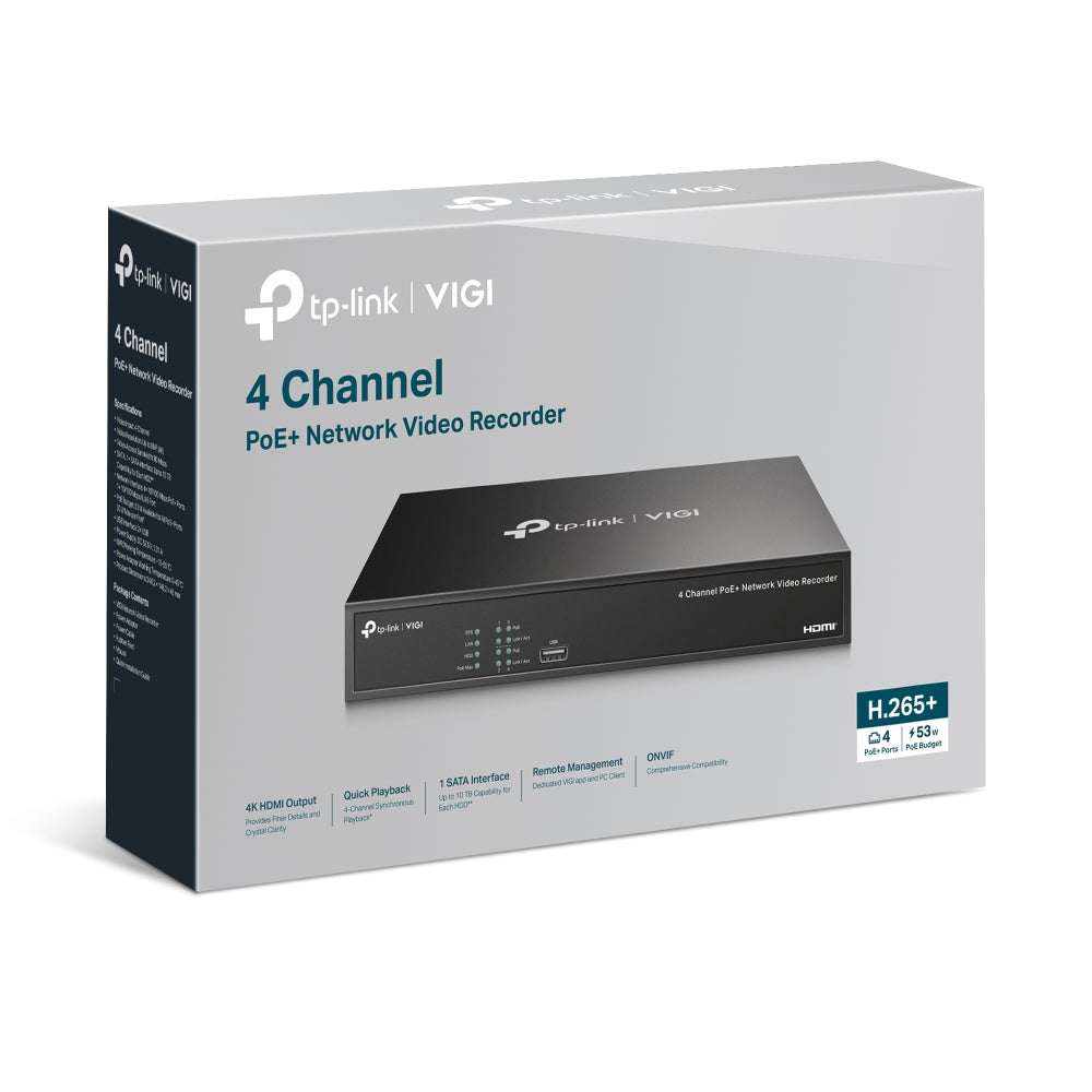 TP-Link VIGI 4 × 5MP S455 Full-Colour TiOC Turret Camera Kit with 4CH PoE+ NVR