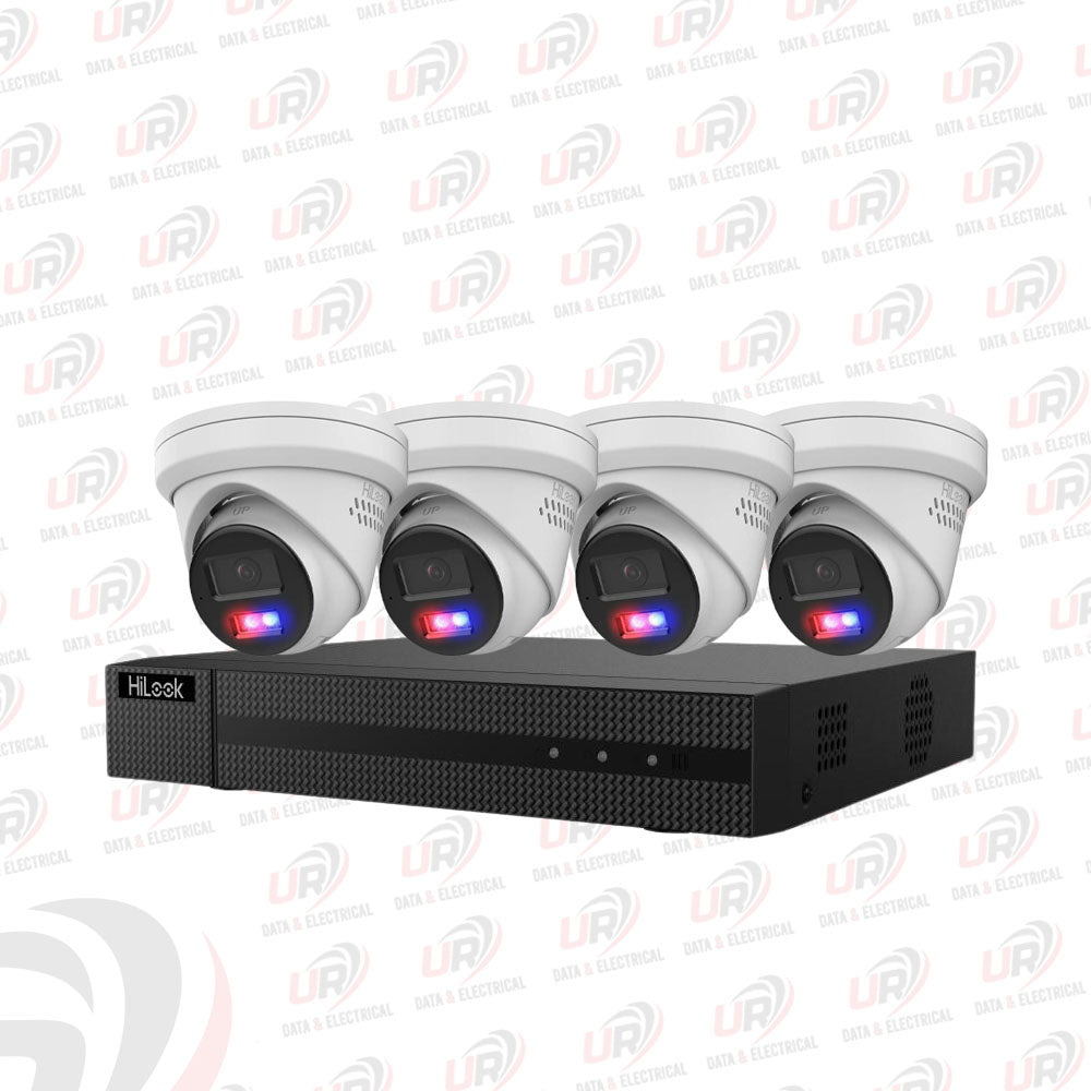 HiLook 4-Camera 6MP Active Deterrence CCTV Kit | 4 × IPC-T269H-MU/SL + 4CH PoE NVR