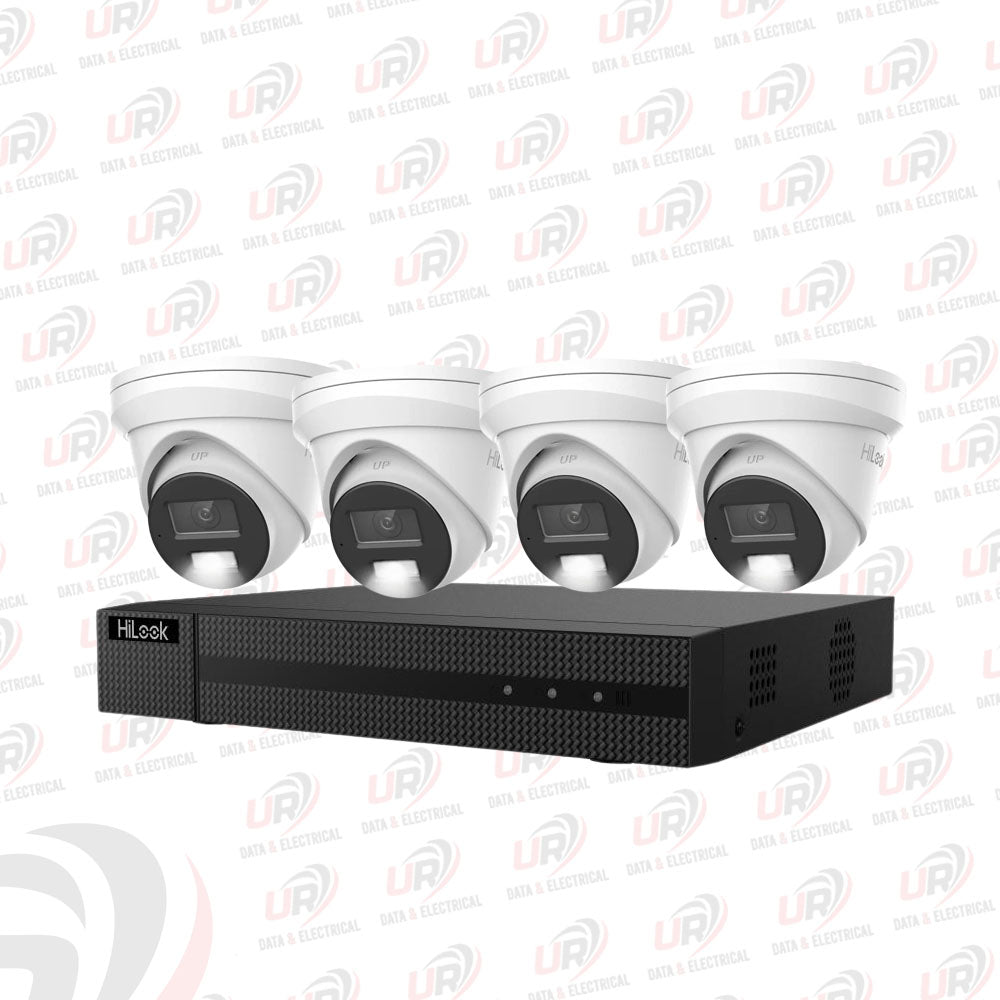 HiLook 4-Camera 6MP Smart Hybrid Light CCTV Kit | 4 × IPC-T363H-MU + 4CH PoE NVR