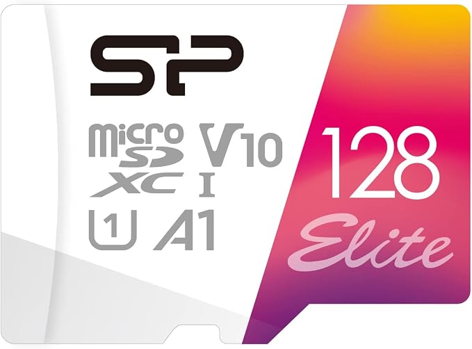 Silicon Power Elite 128GB microSDXC Memory Card | UHS-I A1 V10 U1 Class 10 with SD Adapter