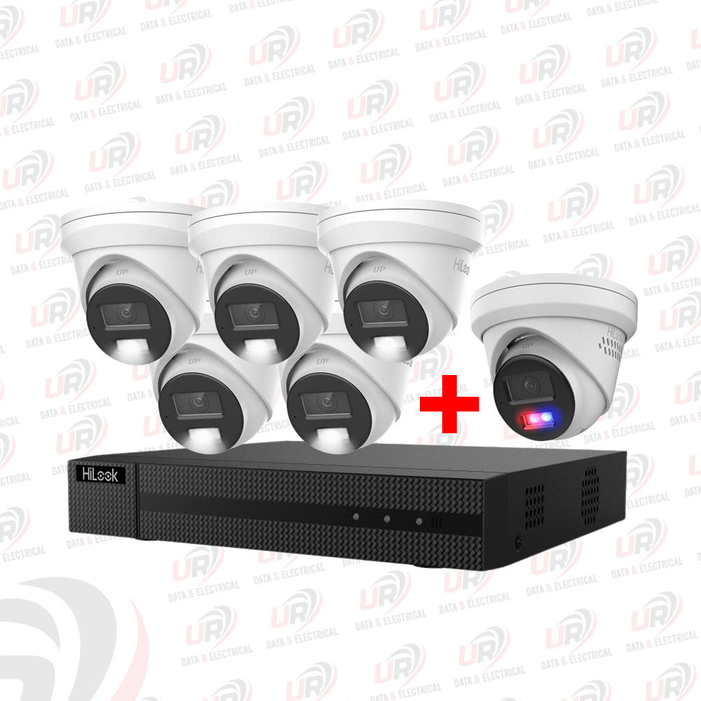 HiLook 6 Camera 6MP CCTV Kit – 5× IPC-T363H-MU + 1× IPC-T269H-MU/SL + 8CH PoE NVR