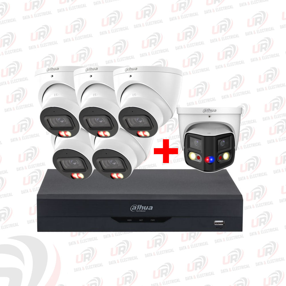 Dahua 6-Camera CCTV Kit | 5 × 6MP 3667 WizSense + 1 × 8MP 3849 180° Panoramic TiOC Duo + 8CH PoE NVR