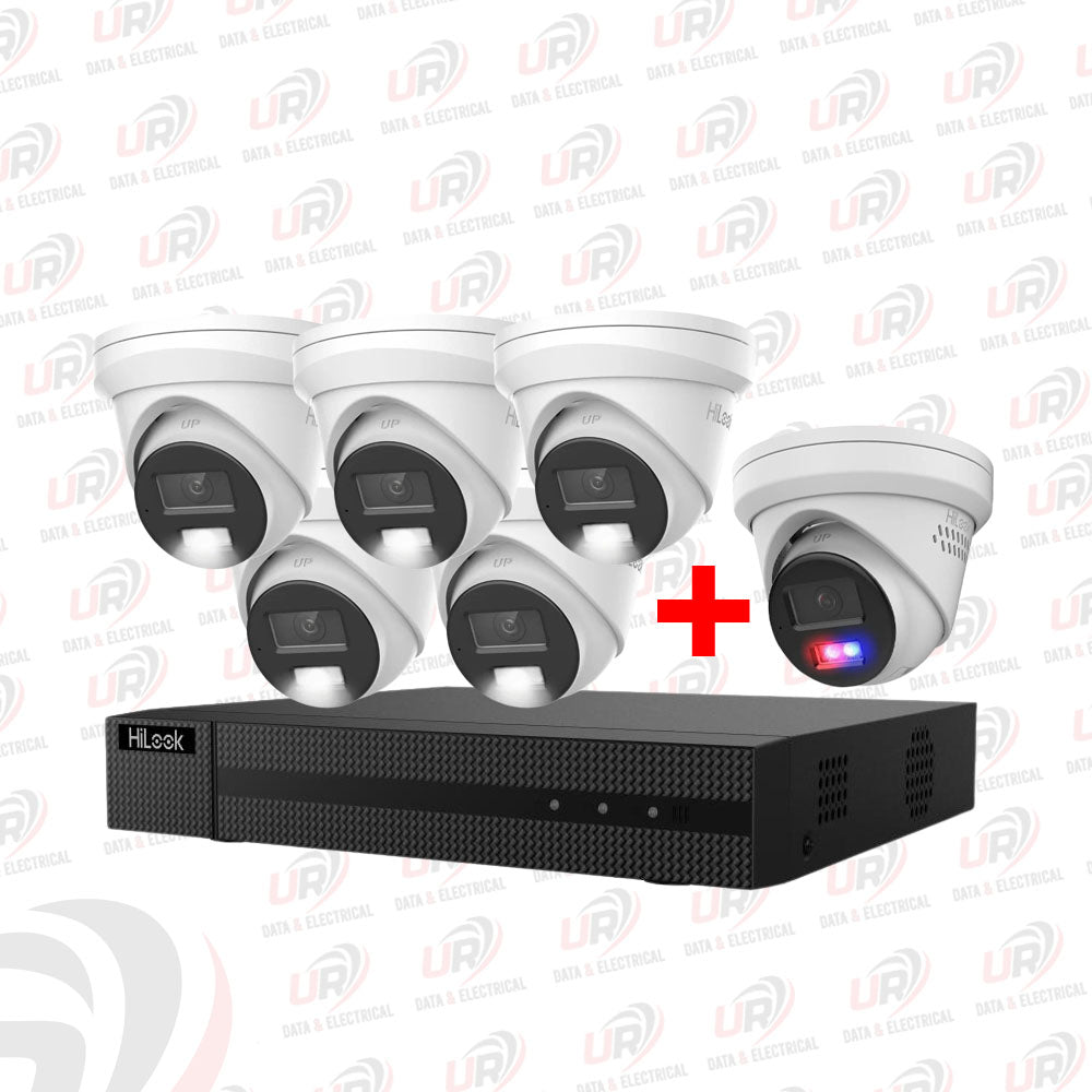 HiLook 6-Camera 8MP 4K CCTV Security System – 5 × IPC-T383H-MU + 1 × IPC-T289-MU/SL with 8-Channel NVR