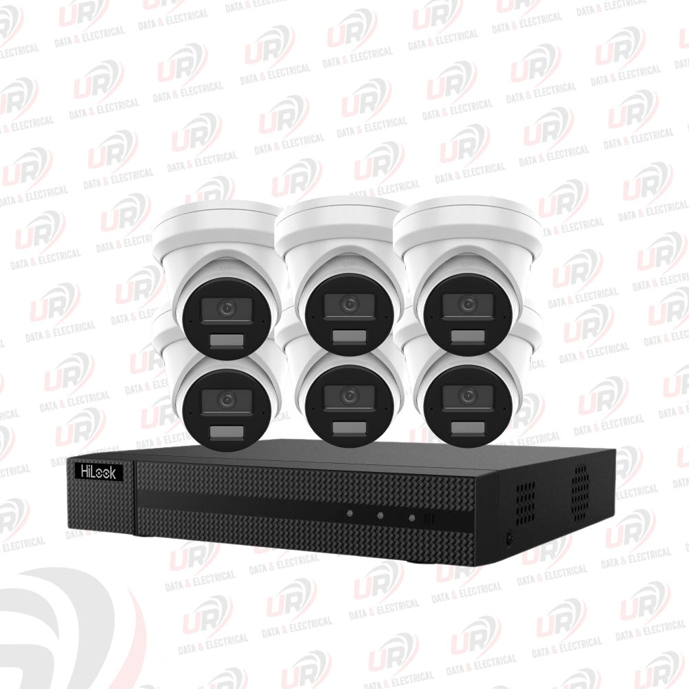 HiLook 6 Camera 6MP CCTV Kit – 6× 361 AI Turret Cameras + 8CH PoE NVR