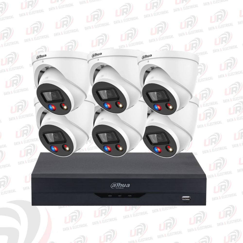 Dahua 6 Camera 6MP CCTV Kit | 6× 3649 TiOC Smart Dual Light Cameras + 8CH PoE AI NVR