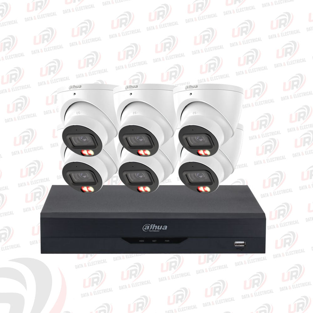 Dahua 6 Camera CCTV Kit | 6× 3667 6MP WizSense Cameras | 8CH AI PoE NVR