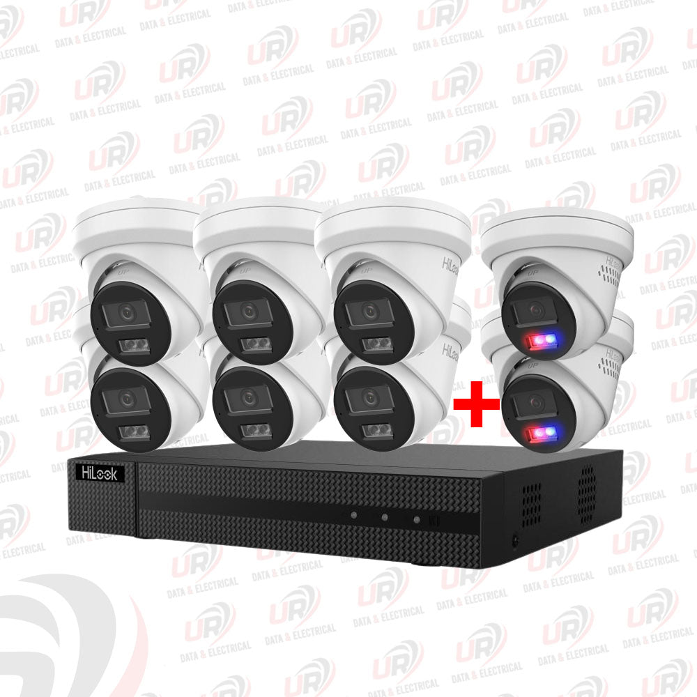 HiLook 8 Camera 8MP 4K CCTV Kit – 6× IPC-T381H-MU + 2× IPC-T289-MU/SL + 8CH PoE NVR