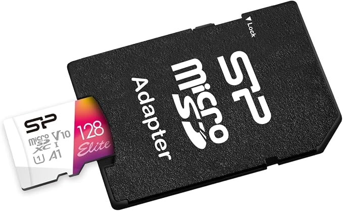 Silicon Power Elite 128GB microSDXC Memory Card | UHS-I A1 V10 U1 Class 10 with SD Adapter