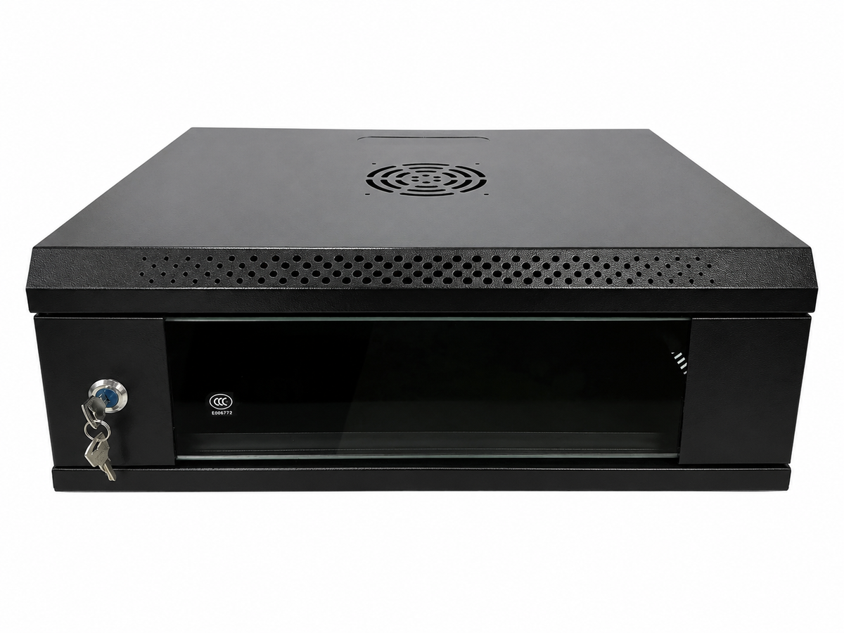 4U Wall Mounted Network Server Rack Cabinet | 530W x 400D x 200H mm Lockable Glass Door