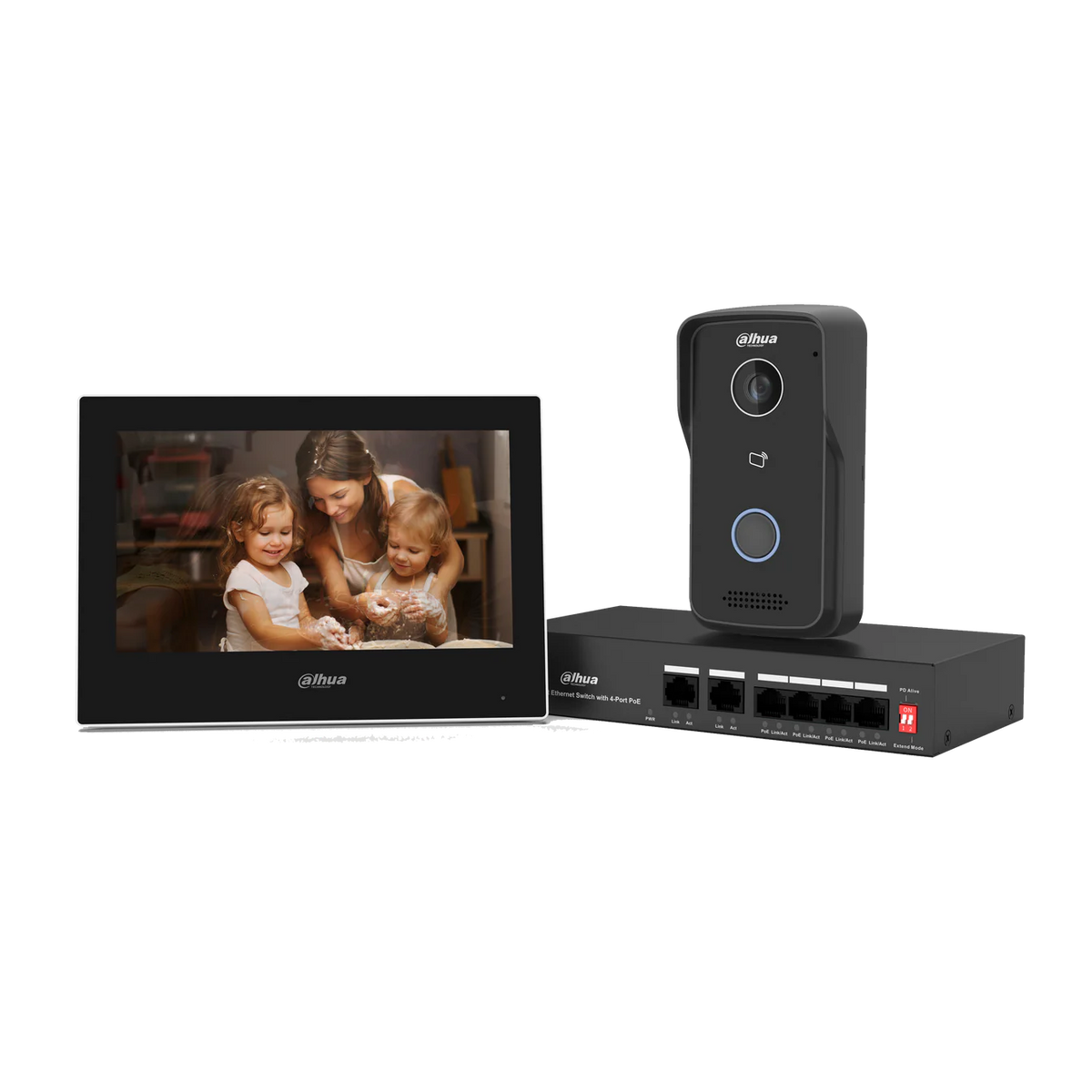 Dahua KTP03-S2 IP Video Intercom Kit — VTO2111D-P-S3 Door Station & 7″ Monitor