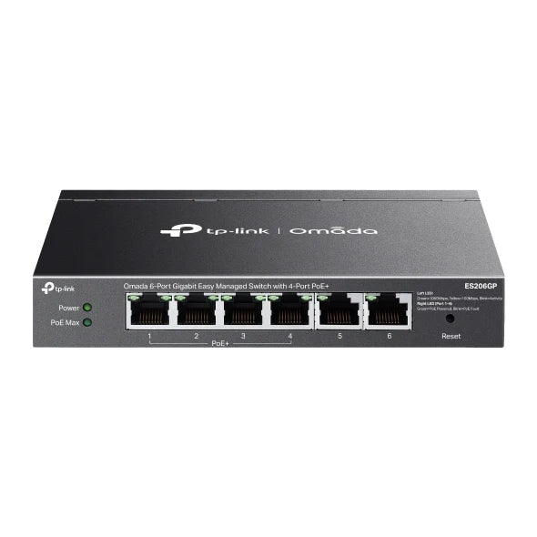 TP-Link Omada ES206GP 6-Port Gigabit Easy Managed PoE+ Switch | 4 × PoE+ Ports