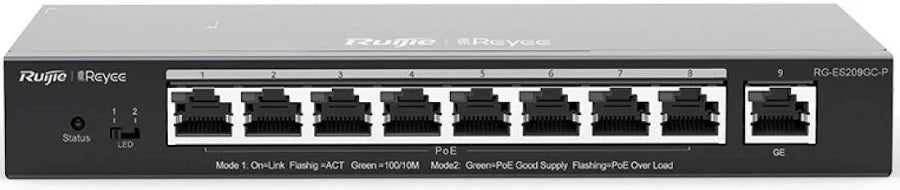 Ruijie Reyee RG-ES209GC-P 9-Port Smart Cloud Managed PoE+ Switch | 8 × PoE+ Ports | 120W Budget