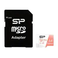 Silicon Power Superior 64GB microSDXC Memory Card | U3 V30 4K UHD 100MB/s with SD Adapter