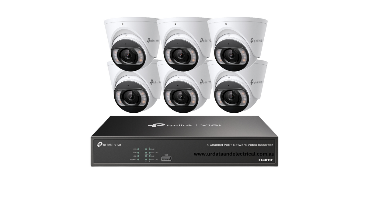 TP-Link VIGI 6 × 5MP S455 Full-Colour TiOC Turret Camera Kit with 8CH PoE+ NV