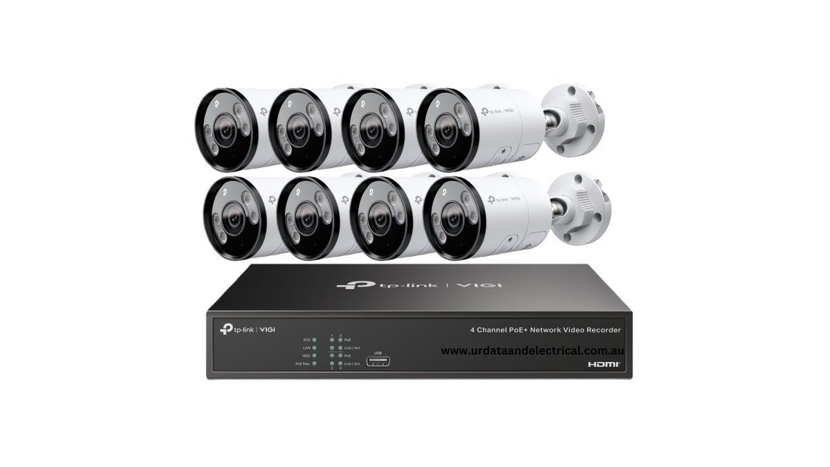 TP-Link VIGI 8 × 4MP C345 Full-Colour TiOC Bullet Camera Kit with 8CH PoE+ NVR