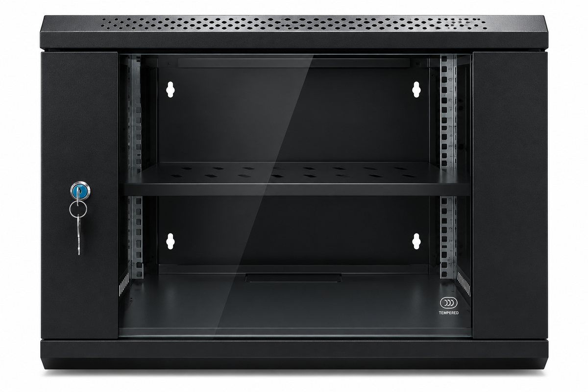 9U Wall Mounted Network Server Rack Cabinet | 530W x 400D x 450H mm Lockable Glass Door