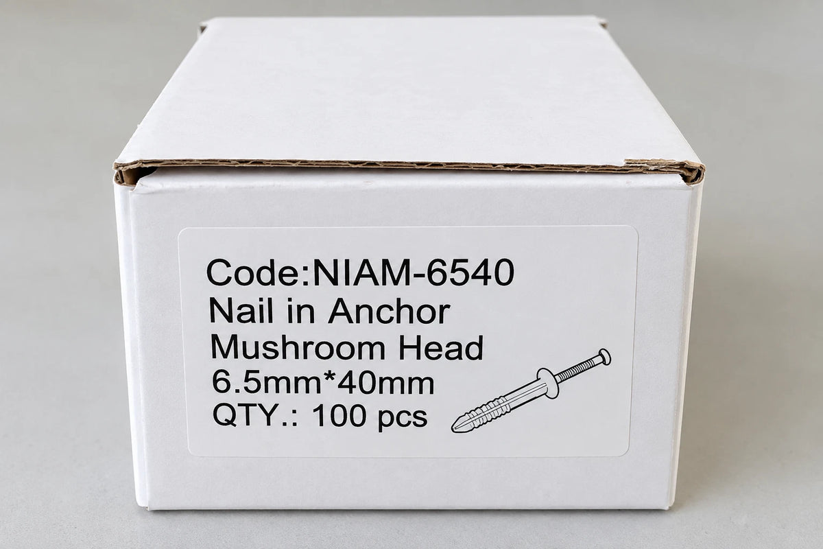 6.5x40mm Mushroom Head Nail-In Anchors – 100 Pack
