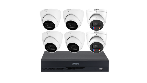 Dahua 4 x 6MP WizSense + 2 X 8MP TIOC S 2.0 IP camera kit with 8 Channel AI network video recorder