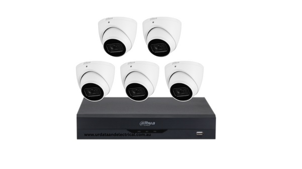 Dahua 5 x 6MP WizSense IP camera kit with 8 Channel AI NVR